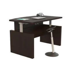 Aberdeen® 72" Height-Adjustable Bow Front Desk With Base -Office Chair Shop 24950 ABDH7242LDC Propped 68154.1635963299