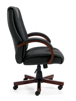 Luxhide Wood Trim Executive Chair -Office Chair Shop OTG11300B Side 2 02521.1435179065