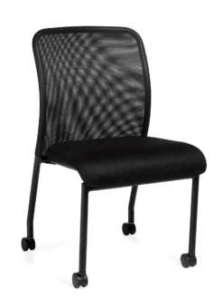 Armless Mesh Back Guest Chair With Casters